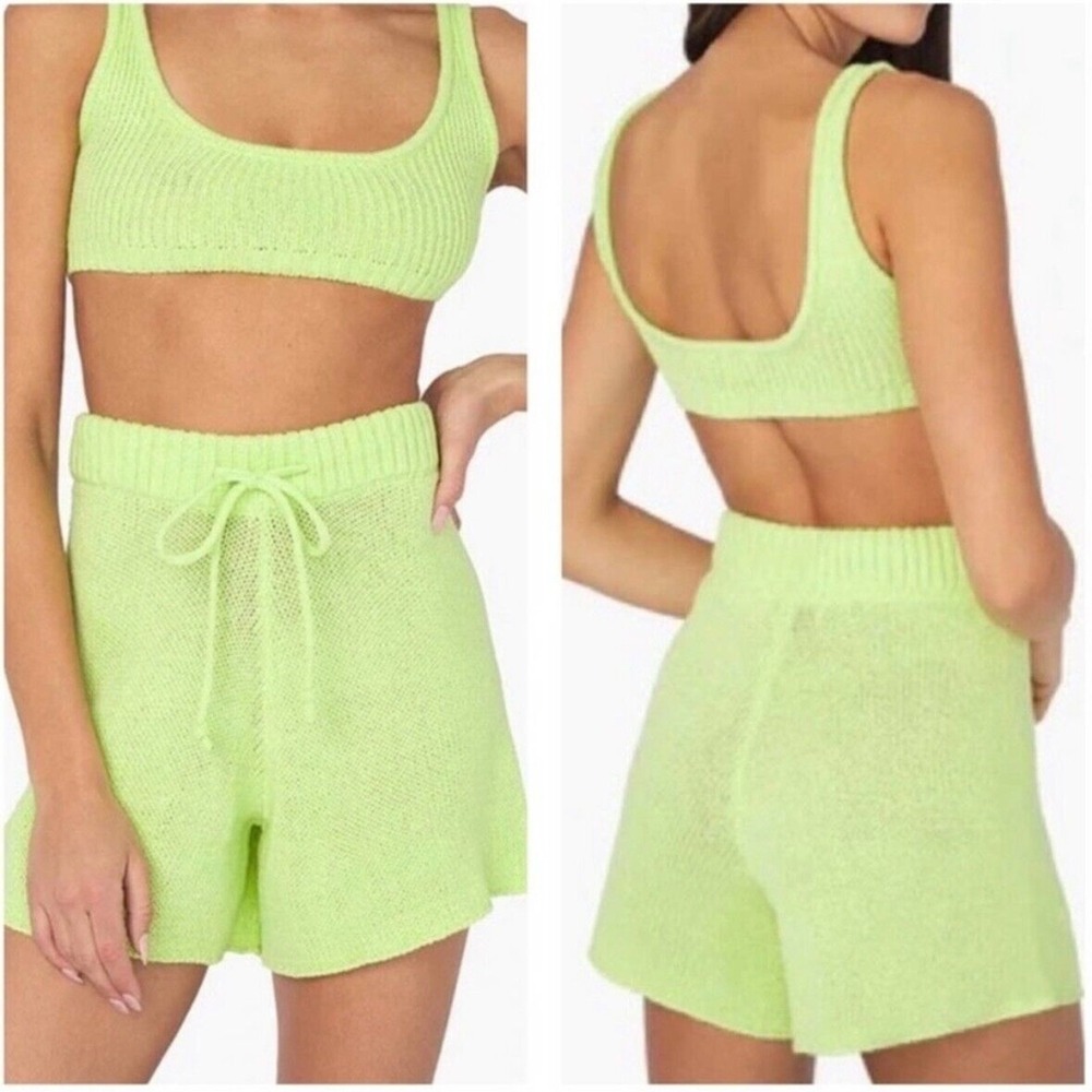 weworewhat sharp green pull on sweater knit shorts women size x-large xl